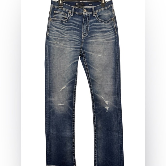 BKE Tyler Straight Leg Stretch Distressed Jeans - Picture 1 of 8